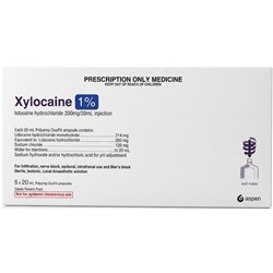 Xylocaine 1% Injection 20ml Pack of 5x20mL Ampoules