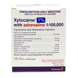 Xylocaine Injection - 1% with Adrenaline 1:100,000 - 5ml Ampoule - Pack of 10
