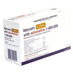 MARCAIN 0.25% WITH ADRENALINE 1:400K THEATRE PACK 20ML X 5