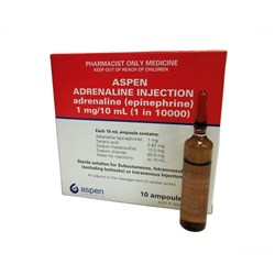 Adrenaline Injection - SC, IMV & IV Use - 1:10,000 - 10ml Ampoule - Pack of 10