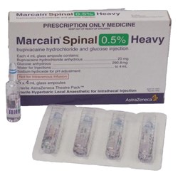 Marcain Injection - 0.5% Heavy - 4ml Glass Ampoule - Pack of 5