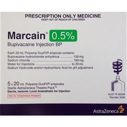 Marcain Injection - 0.5% - 20ml Polyamp Duofit - Pack of 5