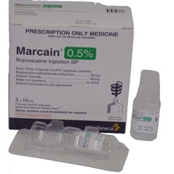 Marcain Injection - 0.5% - Theatre Pack - 10ml Poly Duo - Pack of 5
