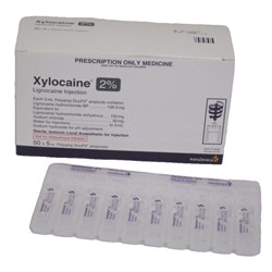 Xylocaine (Lognocaine) Injection - 2% - 20mg/ml PE Ampoule - 5ml - Pack of 50