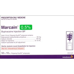 Marcain Injection - 0.5% - 10ml Polyamp Duofit - Pack of 50