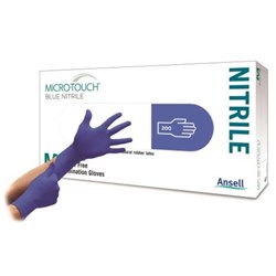 Ansell Micro-Touch Blue Nitrile Gloves - Non-Sterile - Powder-Free - Large - Pack of 200