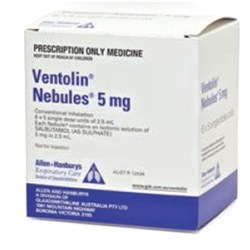Ventolin Nebuliser Solution - 5mg/2.5ml - Inhalation - Pack of 20