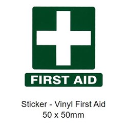 First Aid Sticker - Vinyl - 50 x 50mm - Single