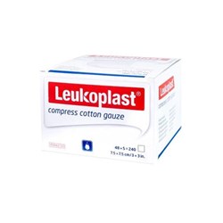 Leukoplast  Compress Cotton Gauze - Woven 12-Ply - 7.5 x 7.5cm - Pack of 50