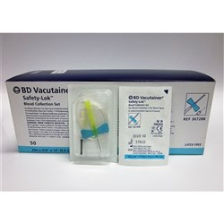 BD Vacutainer Safety-Lok Winged Set - 23G x 0.75" - 305mm Tubing - Luer - Pack of 50