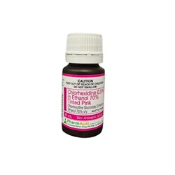 Chlorhexidine 0.5% in 70% Ethanol - 30ml - Tinted Pink - Single
