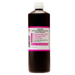 Chlorhexidine 0.5% in 70% Ethanol - 500ml - Tinted Pink - Single