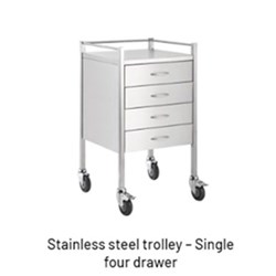 DRESSING TROLLEY STAINLESS STEEL 4 DRAWER 50X50X97 CM