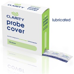 Clarity Ultrasound Probe Cover - Lubricated - Latex - Pack of 100
