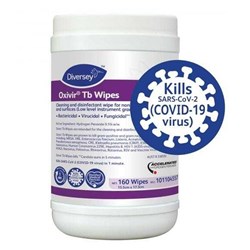 Oxivir TB Disinfectant Wipes - 15.5 x 17.3cm - TGA Class IIB - Pack of 160