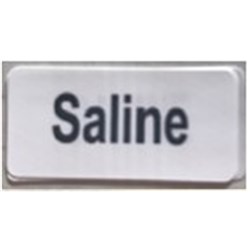 Drug Label "Saline" - 1.5 x 3cm - 5's - Black on White - Pack of 100