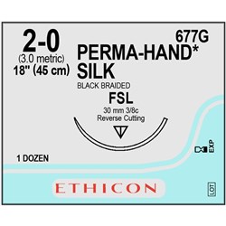Ethicon Silk Sutures - 2/0 - FSL - 45cm - Pack of 12
