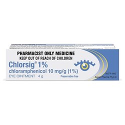 Chlorsig Eye Ointment - 1% - 4g Tube - Single