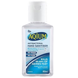 Aqium Hand Sanitiser Gel - Antibacterial - 60ml Bottle - Single