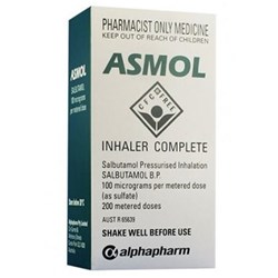 Asmol Inhaler - CFC Free - 200 Doses - Inhaler - Single