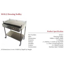 DRESSING TROLLEY 1 DRAWER STAINLESS-STEEL 1000X500X90