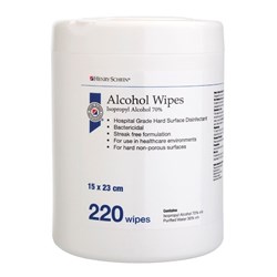 Henry Schein Alcohol Wipes - Hospital Grade - 70% IPA - 220 Wipes - Tub - Single