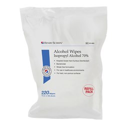 Henry Schein Alcohol Wipes - Hospital Grade - 70% IPA - 220 Wipes - Refill - Single