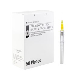 Safety IV Catheter Blood Control Yellow 24G x0.75 50pk