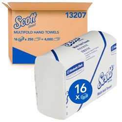 Scott Multi-Fold Towel - 24 x 23.3cm - 250 Sheets - Pack of 16