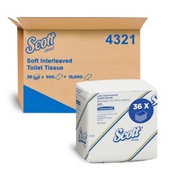 Scott Interleaved Toilet Tissue - Deluxe - 1 Ply - Pack of 36