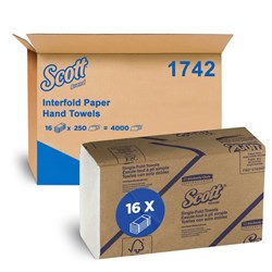 Scott Interfold Towel - White - 250 Sheets - Pack of 16