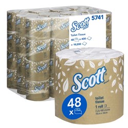 Scott Toilet Tissue - 2-Ply - 400 Sheets - Pack of 48