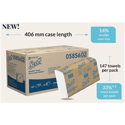 Scott Slimfold Towel - White - 19 x 29.5cm - Pack of 12