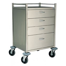 Trolley - Four Drawer - Stainless Steel - 600x490x900mm - Single