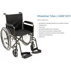 Wheelchair - 24" - Solid Rear Tyres - 120kg Capacity - 18"/16" Seat - Single
