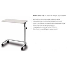 Overbed Table - C Base - Fixed Top - Standard Height - Ash White - Single
