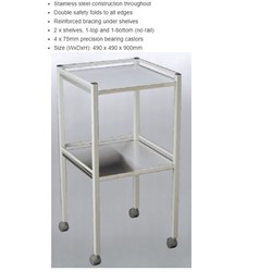 Nova Trolley - Epoxy Coated Stainless Steel - 490 x 490 x 900mm - Single