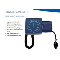 Sphygmomanometer - Wall Mounted - Aneroid - 6" Dial - Latex-Free - Single