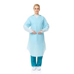 PrimeOn Isolation Gown - Thumb Hook - Open Back - Blue - Pack of 75