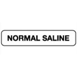 Label - "Normal Saline" - 10x35mm - Black on White - Pack of500