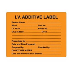 X-Ray Label - "I.V. Additive Label" - Pack of 250