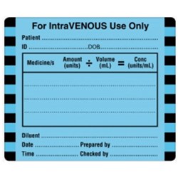 X-Ray Label - "For Intravenous Use Only" - 6x5cm - Blue - Pack of 250