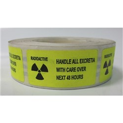 X-Ray Label - Radioactive - Handle All Excreta With Care - Single