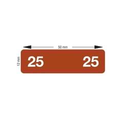X-Ray Label - Year '25' - 12x50mm - Brown with White Numbers - Pack of 500