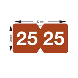 X-Ray Label - Year '25' - 20x40mm - Brown with White Numbers - Pack of 500