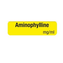 Drug Label - "Aminophylline" - Black on Yellow - Pack of 500