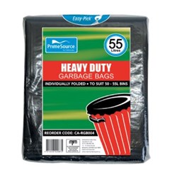 Garbage Bag - Black - Heavy Duty - 630 x 900mm - 55L - Pack of 50