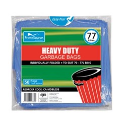 Garbage Bag - Blue - Heavy Duty - 750 x 900mm - 77L - Pack of 50