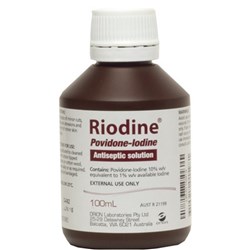 Riodine Povidone Iodine - 10% - 100ml Bottle - Single