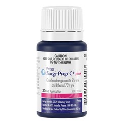 Surgi-Prep C+ Pink - 2% Chlorhexidine - 70% Alcohol - Skin Asepsis - 30ml Bottle - Single